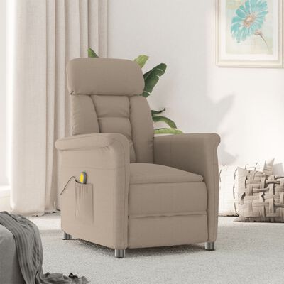 vidaXL Massage Recliner Taupe Faux Suede Leather