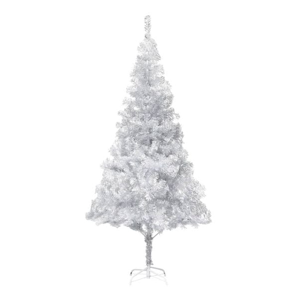 vidaXL Artificial Pre-lit Christmas Tree with Stand Silver 82.7" PET