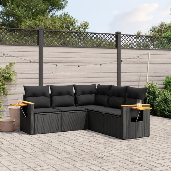 vidaXL Garden Sofa Set Black