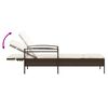 vidaXL Sun Lounger Brown, Cream White PE rattan, Polyester, Foam Standard
