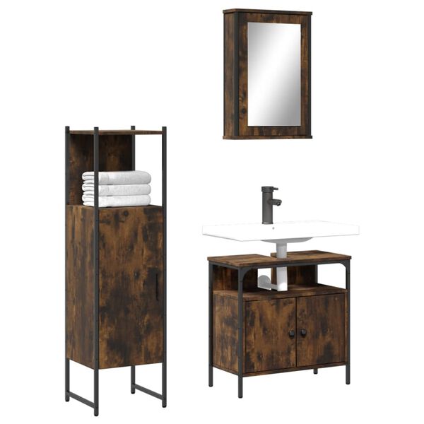 vidaXL Bathroom Furniture Set Smoked oak