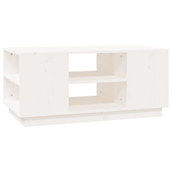 vidaXL Coffee Table White Solid Pine Wood 35.4 x 19.3 x 15.9 in