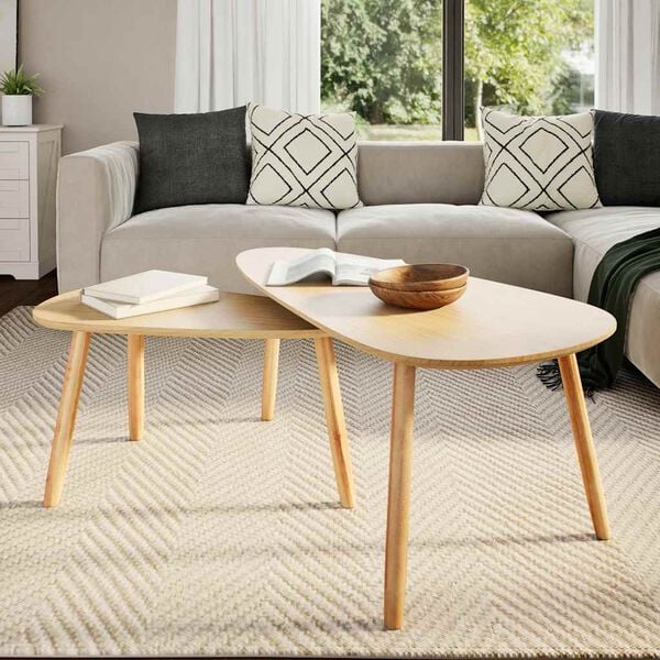 vidaXL Coffee Table Set of 2 Brown Solid pine wood, MDF Two-piece set