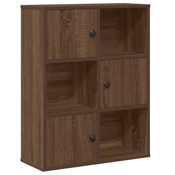 vidaXL Bookcase Brown Oak Engineered Wood Compact Bookcase Rectangular