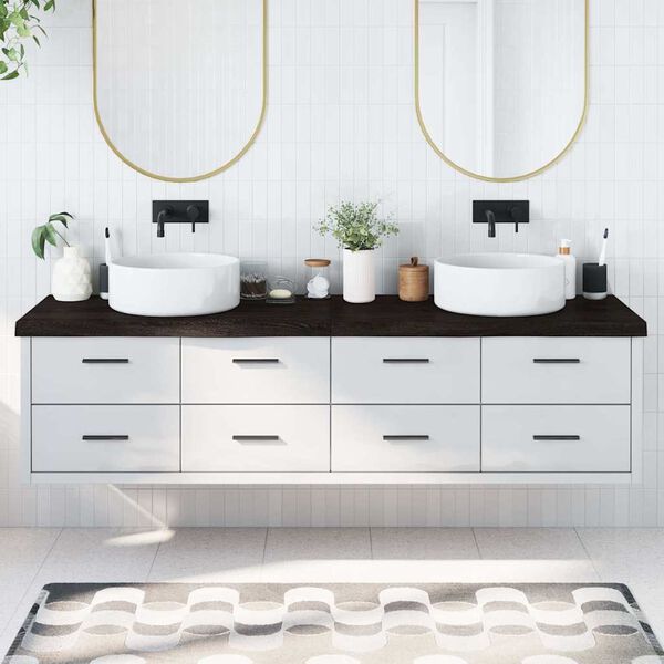 vidaXL Bathroom Countertop Dark Brown 78.7 x 19.7 x (0.8-2.4) " Treated Solid Wood