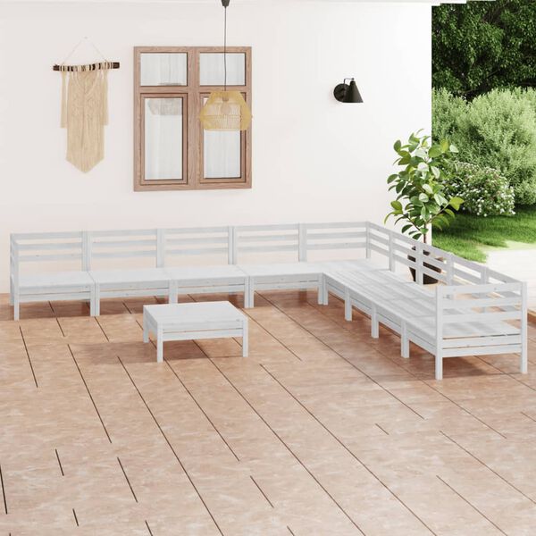 vidaXL Garden Lounge Set White Solid Pine Wood 25.0 in x 25.0 in x 24.6 in
