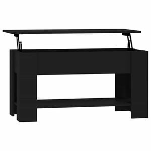 vidaXL Coffee Table Black Engineered Wood Medium Height-Adjustable