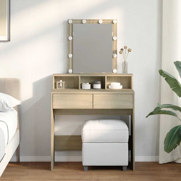 vidaXL Dressing Table Sonoma oak Engineered wood, glass