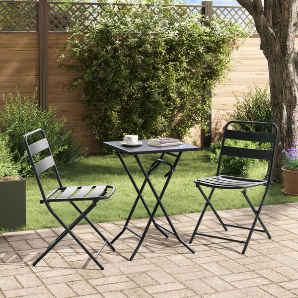 vidaXL Garden Bistro Set Folding 3 pcs Anthracite Steel