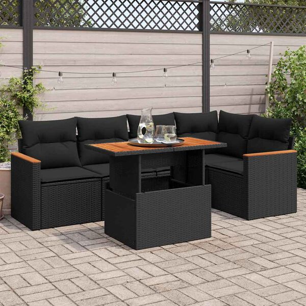 vidaXL Garden Sofa Set Black