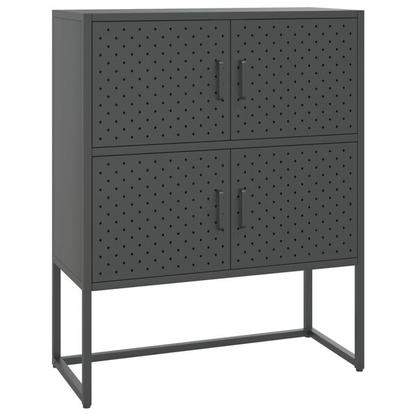 vidaXL Highboard Anthracite Steel Medium Adjustable Feet Highboard