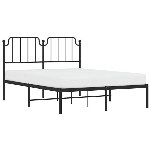 vidaXL Bed Frame Black Powder-coated steel Double Bed Frame