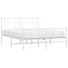 vidaXL Bed Frame White Steel Double Bed Frame Rectangular