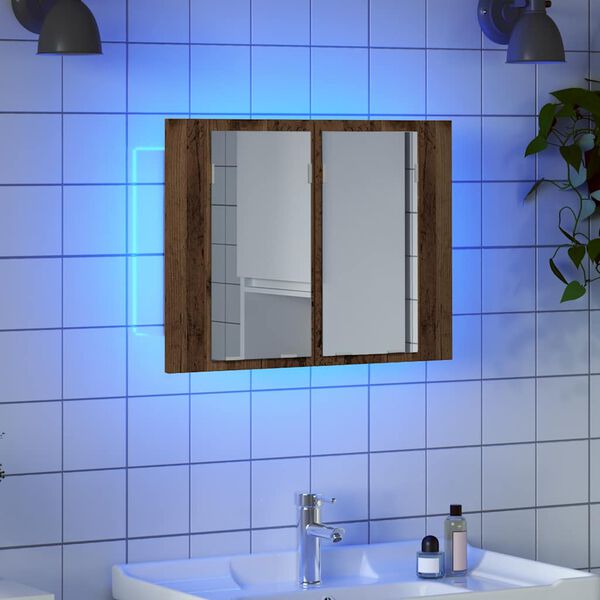 vidaXL LED Mirror Cabinet Old wood Engineered wood, Safety glass