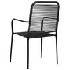 vidaXL Dining Set Black Cotton rope, powder-coated steel, tempered glass