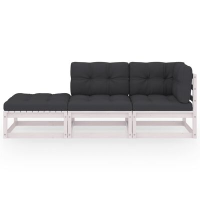 vidaXL 3 Piece Patio Lounge Set with Cushions Solid Pinewood