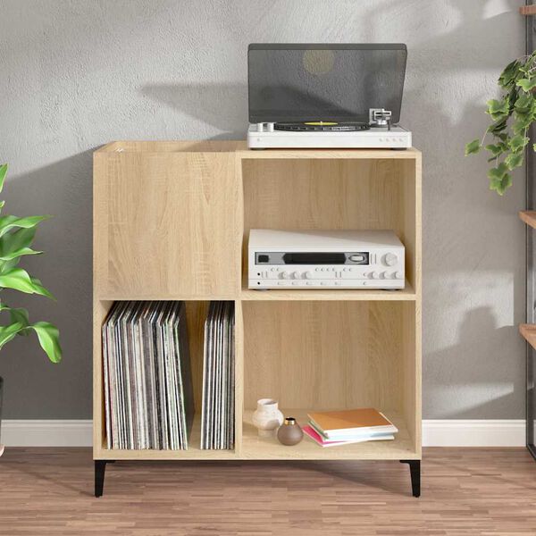 vidaXL Record Cabinet Sonoma oak Engineered wood, metal