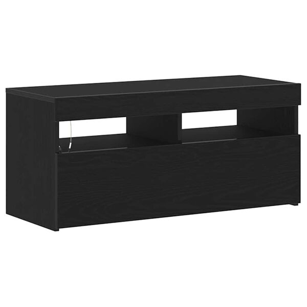vidaXL TV Cabinet Black Oak 35.43 x 13.78 x 15.75 in Engineered Wood