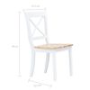 vidaXL Dining Chair Set of 6 White and natural Solid rubber wood