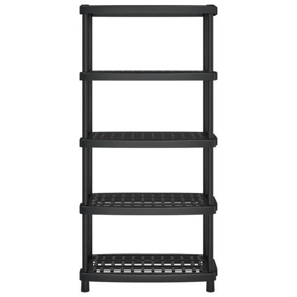 vidaXL Storage Shelf 5-Tier Black 36.8"x17.9"x76.6" PP