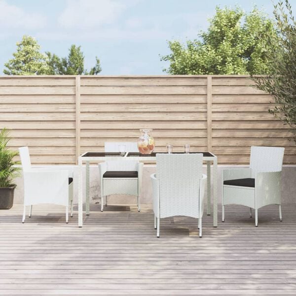 vidaXL Patio Dining Set Set of 4 White, Black