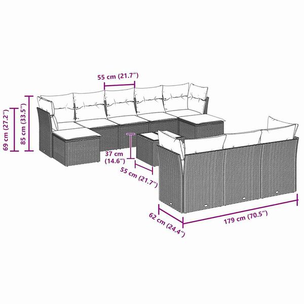 vidaXL Garden Sofa Set Light Grey, Dark Grey