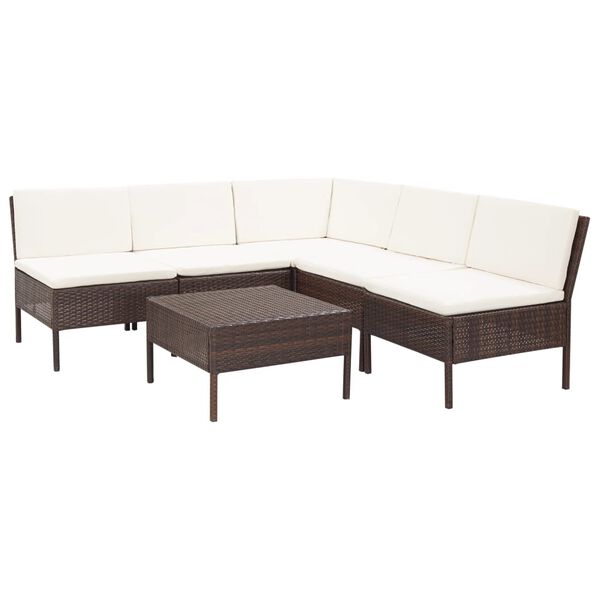 vidaXL Garden Lounge Set Brown PE Rattan Medium Modular
