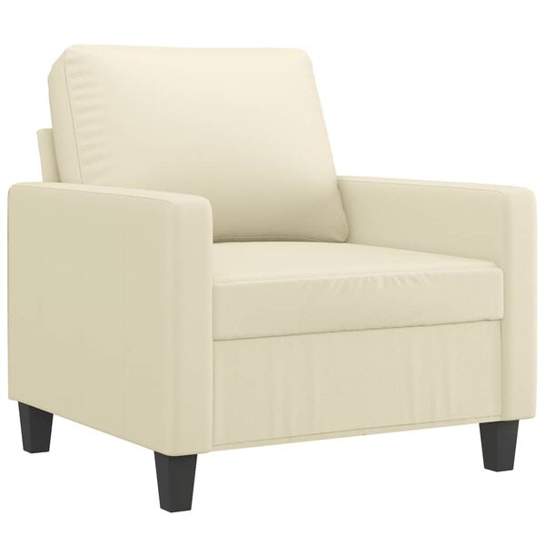 vidaXL Sofa Chair with Footstool Cream Faux leather, metal, plywood, foam