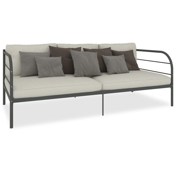 vidaXL Day Bed Frame Gray Metal, plywood and plastic Single