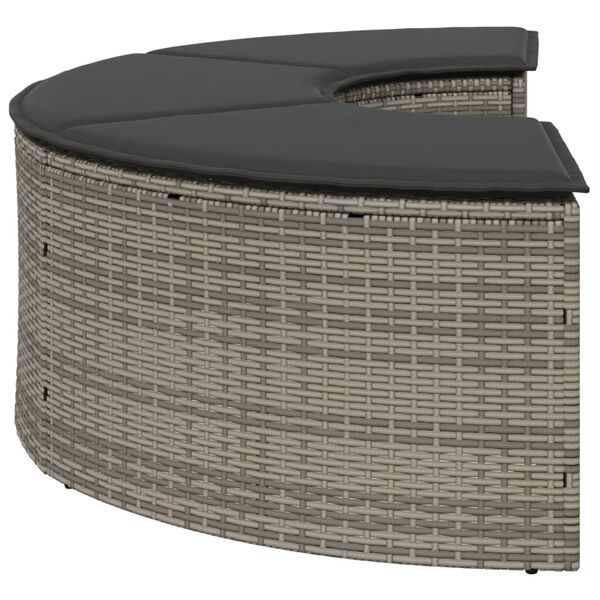 vidaXL Garden Footstool Grey PE rattan, Polyester, Powder-coated steel