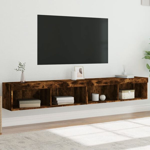 vidaXL TV Cabinet Set of 2 Smoked Oak Engineered wood Large TV Cabinet