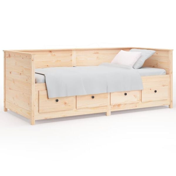vidaXL Day Bed Natural Wood Solid Pine Wood Single Day Bed Rectangular