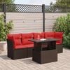 vidaXL 5 Piece Patio Sofa Set with Cushions Brown Poly Rattan Acacia