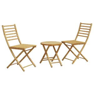 vidaXL Bistro Set Natural Bamboo Bamboo Compact Foldable Bistro Set