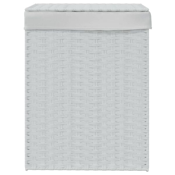 vidaXL Laundry Basket with Lid White 18.1x13.0x23.6" Poly Rattan