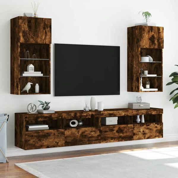 vidaXL TV Cabinet Smoked Oak Engineered wood 15.9x11.8x35.4 in