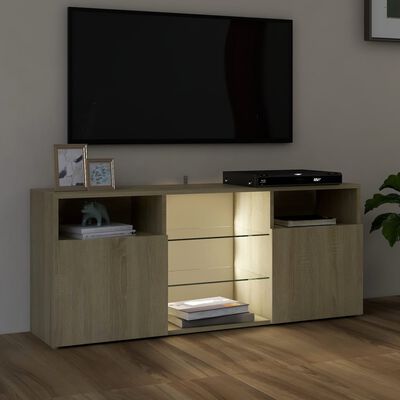 vidaXL TV Cabinet with LED Lights Sonoma Oak 47.2"x12"x20"