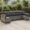 vidaXL Garden Lounge Set Grey PE rattan, powder-coated steel, polyester, PVC