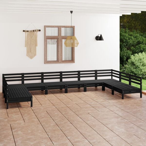 vidaXL Garden Lounge Set Black Solid pinewood Medium Modular
