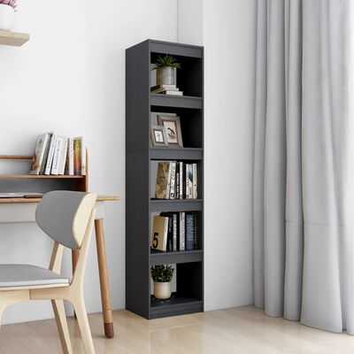 vidaXL Book Cabinet/Room Divider Gray 15.7"x11.8"x65.9" Solid Wood Pine