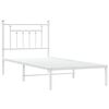 vidaXL Bed Frame White Powder-Coated Steel Twin Bed Frame Rectangular