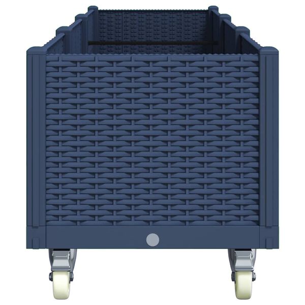 vidaXL Garden Planter with Wheels Blue Gray 94.5"x19.7"x21.3" PP