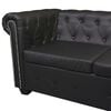 vidaXL Chesterfield Corner Sofa 6-Seater Black Faux Leather