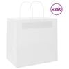 vidaXL Paper Bags 250 pcs with Handles White 26x17x25 cm