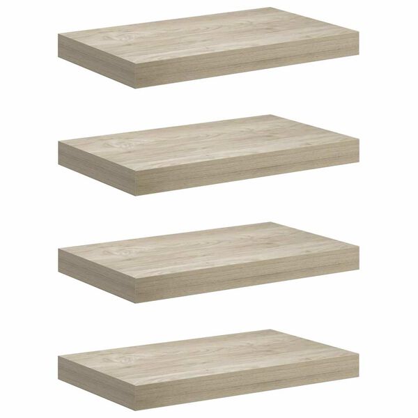 vidaXL Wall Shelf Set of 4 Oak Honeycomb MDF, metal Medium