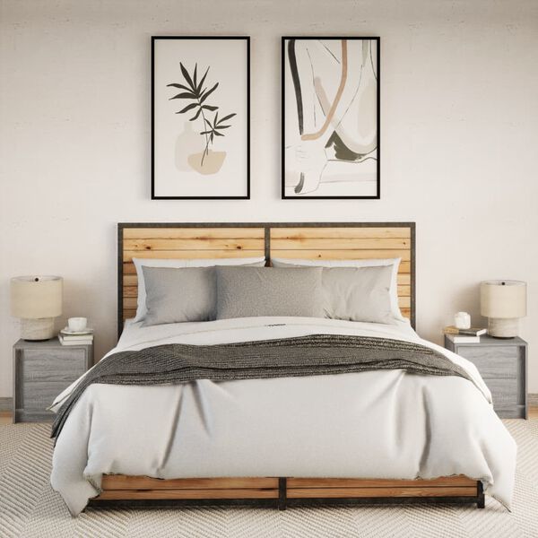 vidaXL Bedside Cabinet Set of 2 Grey Sonoma Engineered wood Medium