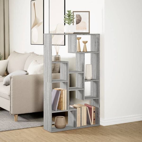 vidaXL Bookcase Grey Sonoma Engineered Wood Medium Bookcase