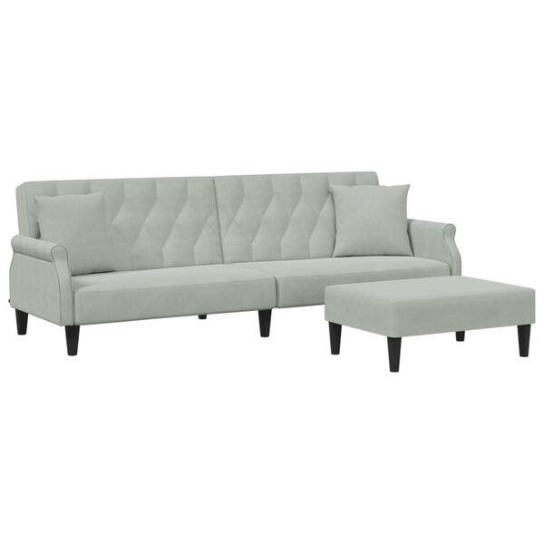 vidaXL Sofa Bed Light Gray Velvet (100% polyester), plywood 2-Seater