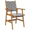 vidaXL Garden Chair Set of 8 Natural Acacia with Black and White Pattern