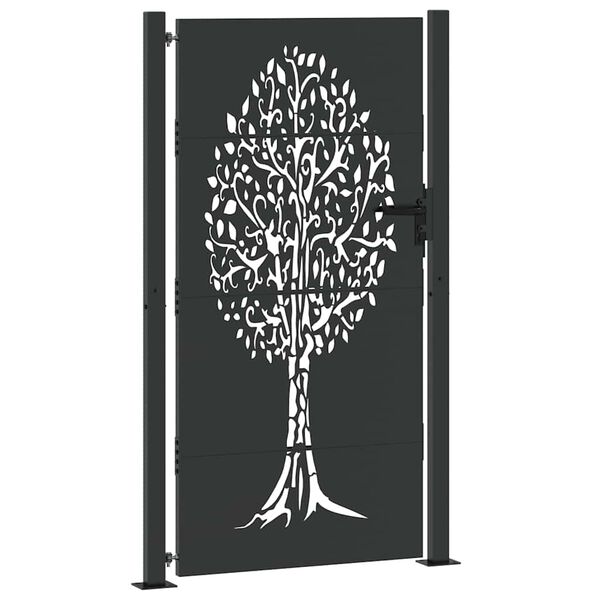 vidaXL Garden Gate 39.4x78.7" Corten Steel Tree Design